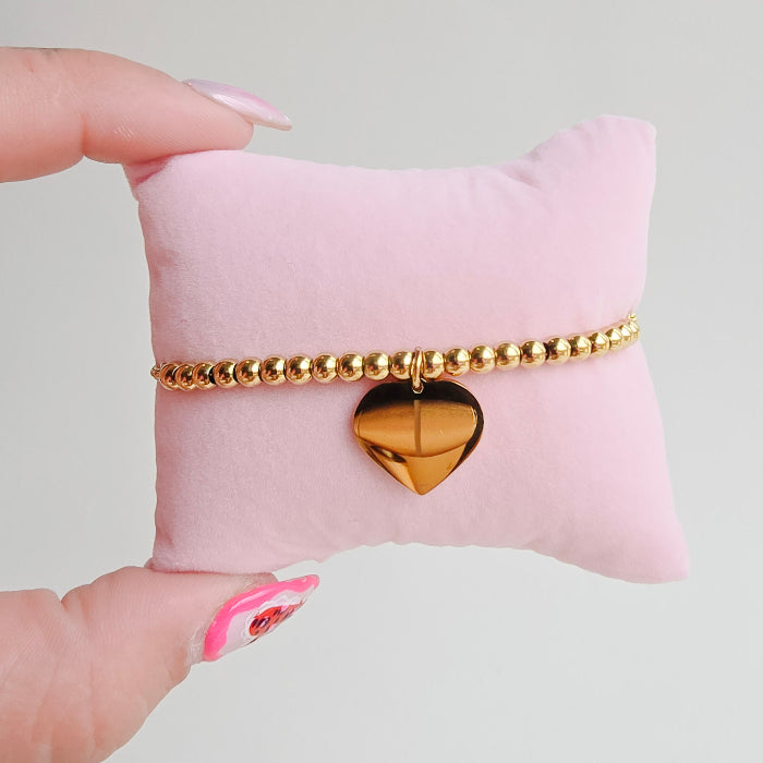 beaded adjustable bracelet in gold, stainless steel, gold plated