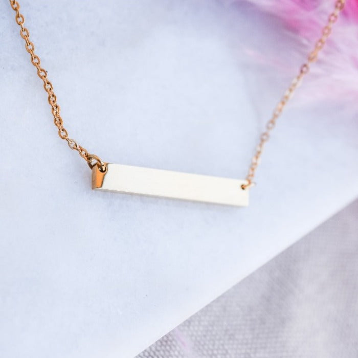 Engravable Bar Necklace in gold plate