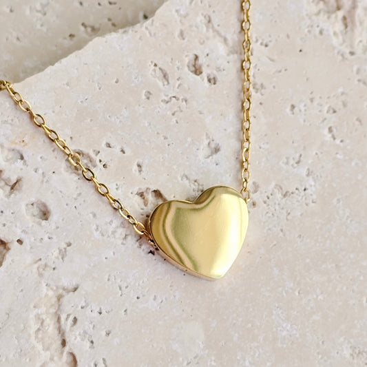 heart engravable necklace in gold, stainless steel, gold plated