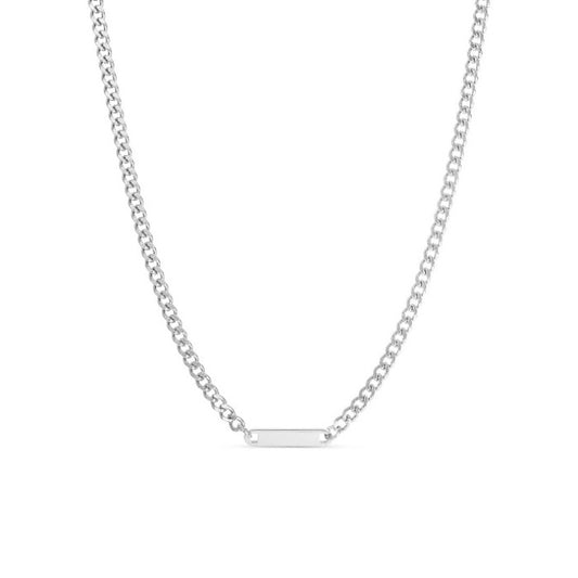Stainless Steel engravable curb chain bar necklace