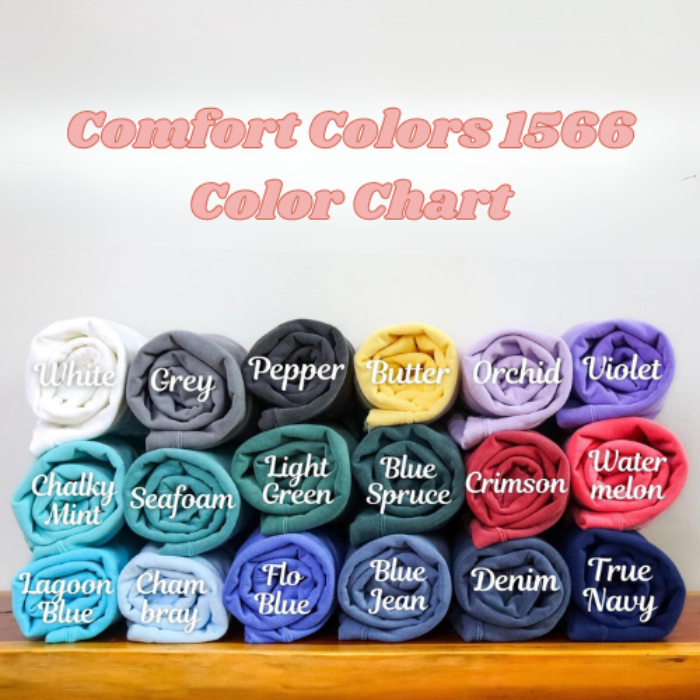 comfort color tee chart with colors