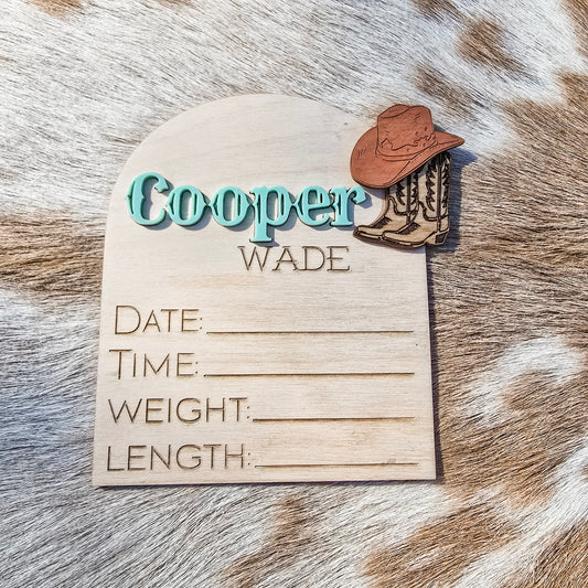 COWBOY BABY STAT BIRTH STAT SIGN