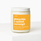 Pistachio &amp; Salted Caramel Scented Candle: the perfect blend of playful pistachio and sweet caramel, accented with floral jasmine and warm notes of sandalwood and vanilla, with a hint of salt for a unique twist.