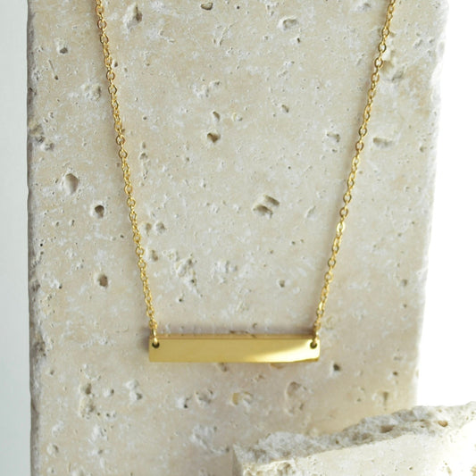 bar necklace in gold, stainless steel, gold plated