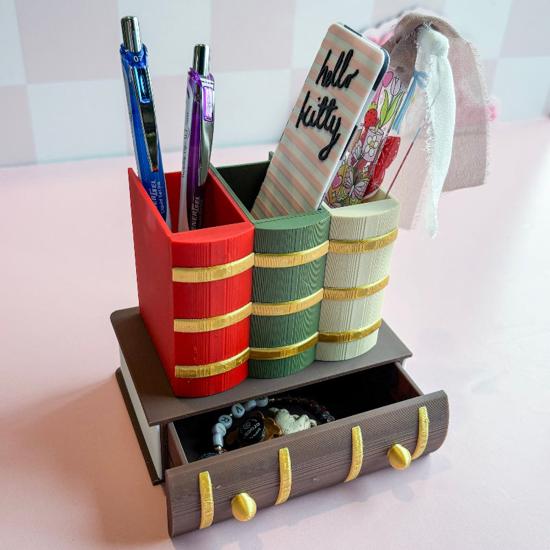 3D printed bookmark holder with pink background