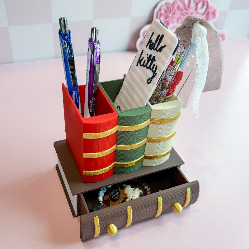 3D printed bookmark holder with pink background