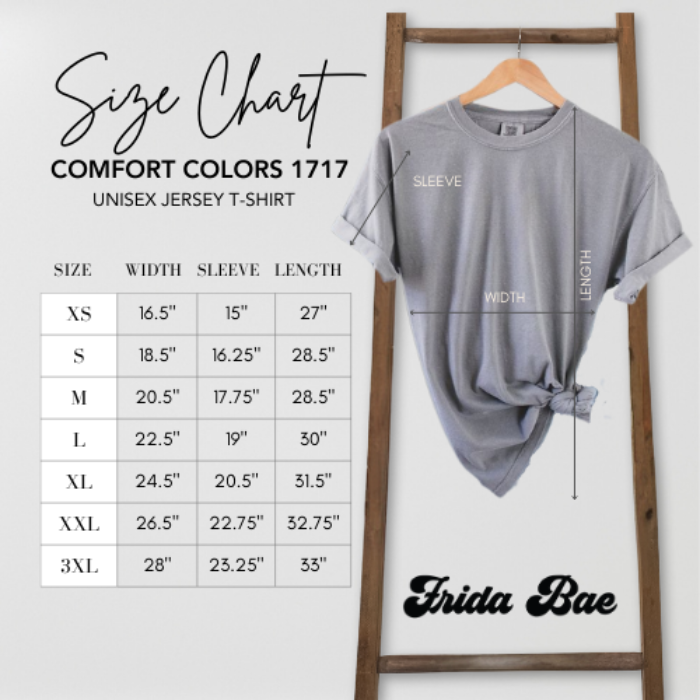 Comfort Colors 1717 Size Chart