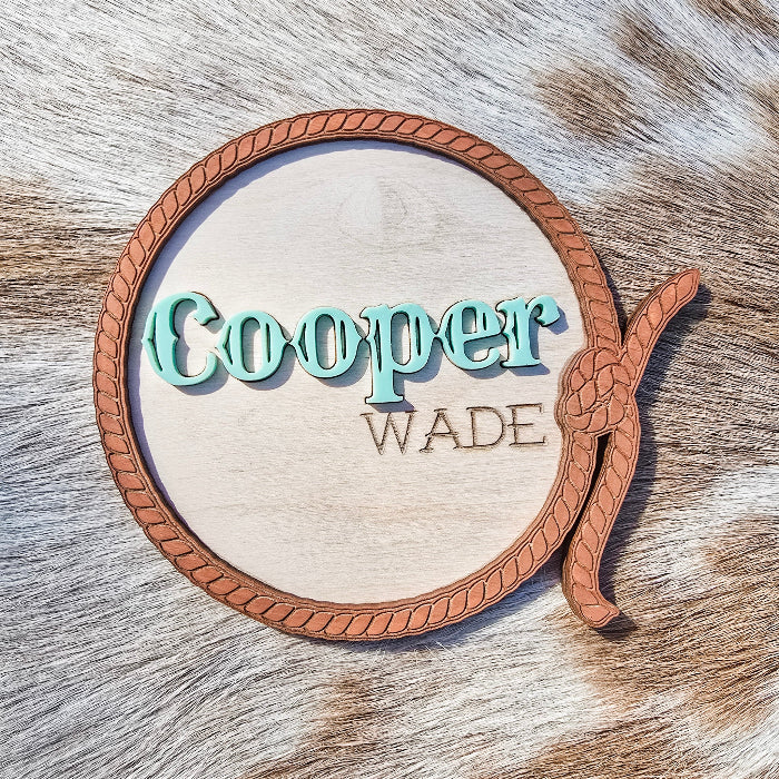 cowboy theme baby sign in wood