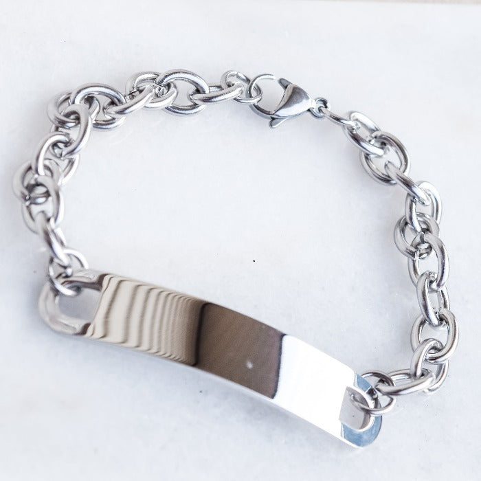 Polished bar with rollo chain link bracelet