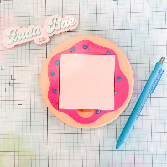 Donut shaped sticky note holder