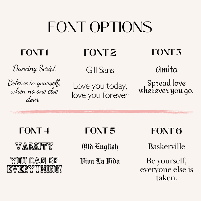 engraving font choices