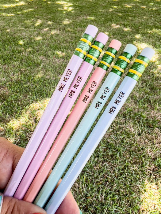 These Ticonderoga pencils come in a variety of fun pastel colors and can be personalized with a name, teacher's name, or special phrase. With 3 fonts to choose from, these pencils are perfect for teacher appreciation week or back to school. (Note: Puns intended!)