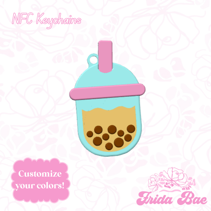 Boba Tea Shaped NFC Keychain