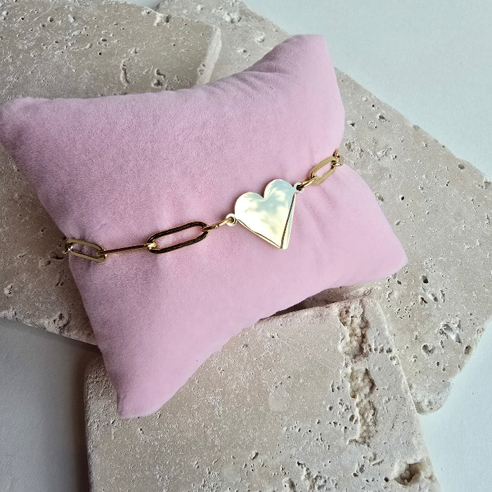 heart paperclip bracelet in gold, stainless steel, gold plated
