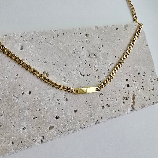 bar engravable necklace in gold, stainless steel, gold plated