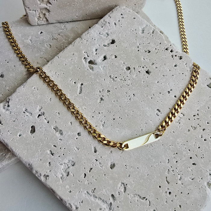bar engravable necklace in gold, stainless steel, gold plated