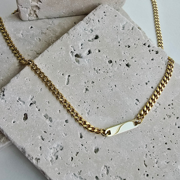 bar engravable necklace in gold, stainless steel, gold plated