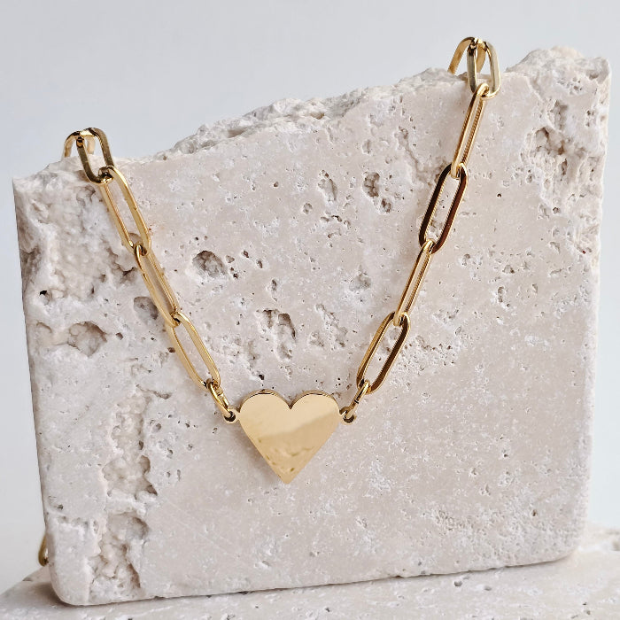 Riri heart paperclip necklace in gold, stainless steel, gold plated