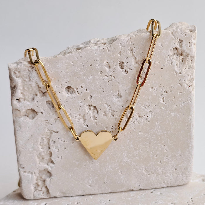 Riri heart paperclip necklace in gold, stainless steel, gold plated