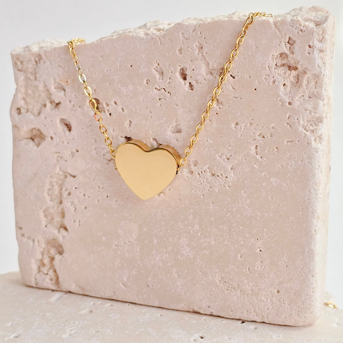 heart engravable necklace in gold, stainless steel, gold plated