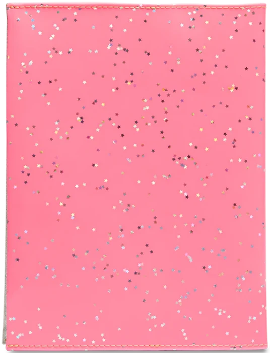 Neon pink patent star glitter exterior notebook consuela