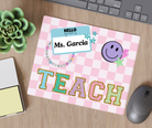 pink checkered custom teacher mousepad