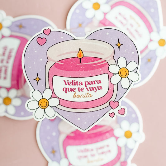 Cartoon jar of pink cream with a candle and flowers on a light pink background