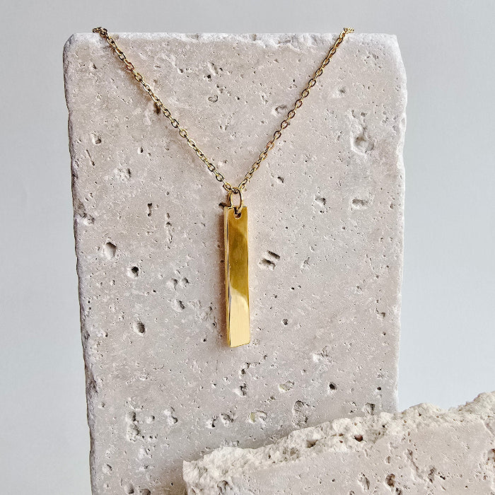 vertical bar necklace in gold, stainless steel, gold plated