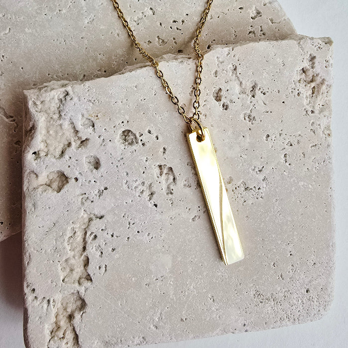 vertical bar necklace in gold, stainless steel, gold plated