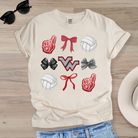 Volleyball game day graphic tee coquette bow ivory shirt