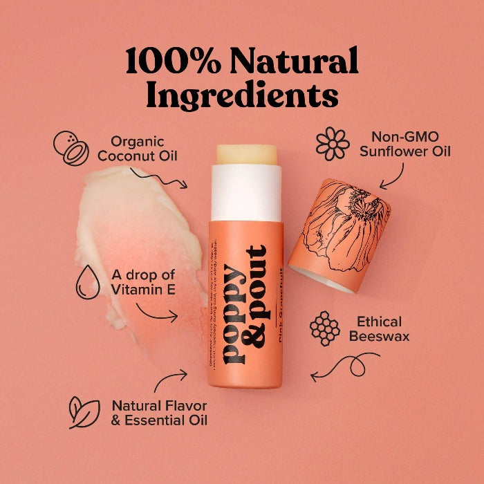 Poppy &amp; Pout babes have been a fan of Pink Grapefruit from day one. It’s light and fresh, exotic and tart; a timeless balm that’s a hit with everyone who tries it.