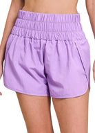 Athleisure split shorts in lavender