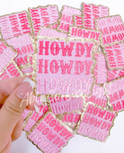 Gold and pink sequenced howdy patch