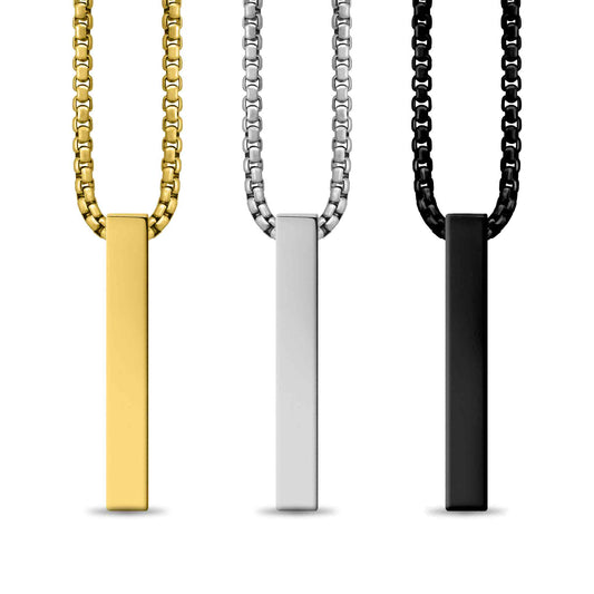 4-SIDED VERTICAL BAR NECKLACE | STAINLESS